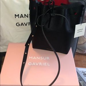 NWT Mansur Gavriel Saffiano Mini Bucket Bag
